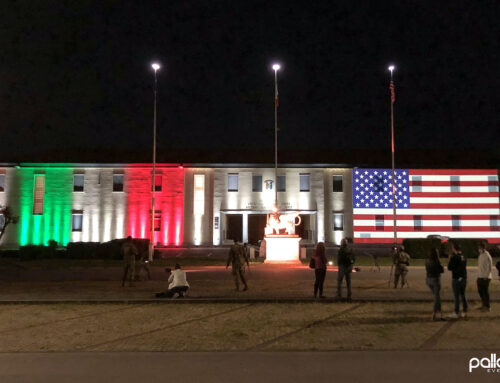 La Ederle si illumina con il Tricolore e con la bandiera Usa