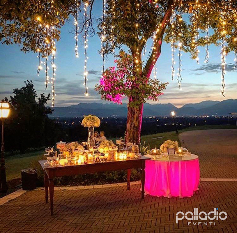 cascata luci taglio torta matrimonio led